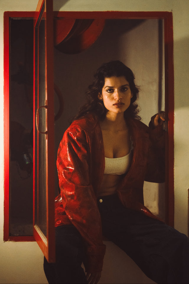 Crimson Viper Leather Jacket ( Unisex )